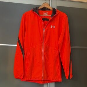 Under Armour HeatGear Neon Orange/Red Hooded Running Jacket